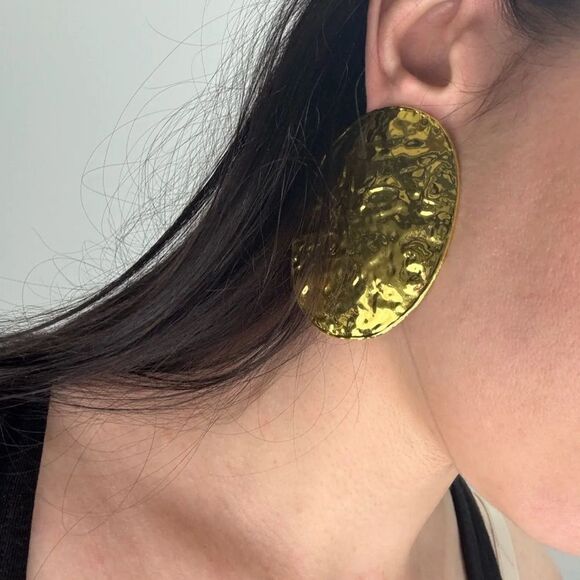 Zara Gold Oval Earrings - Picture 7 of 9